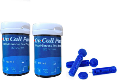 NSC ON CALL PLUS LONGEST EXPIRY 100 GLUCOMETER STRIPS WITH 50 LANCETS- 100 Glucometer Strips