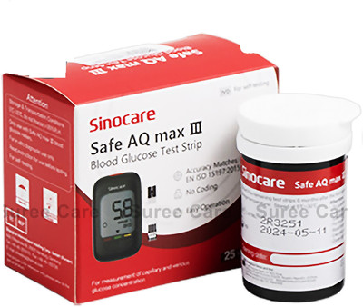 Sinocare Safe AQ MAX III | ( PACK OF 1 ) | 50 Glucometer Strips