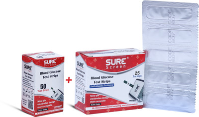 NISCOMED Sure screen Sugar Test| Accurate & Fast Results (Only Strips) | 75 Glucometer Strips