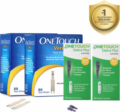 OneTouch Verio 50 * 2 With 2 * 25 Delica Plus Lancets 150 Glucometer Strips
