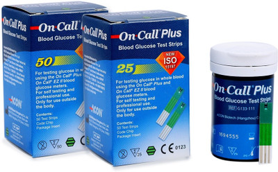 On Call Glucometer Test Strips Combo (50T + 25T) Combo Pack | 75 Glucometer Strips