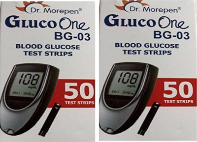 Dr. Morepen Gluco One BG-03 Blood Glucose Test 100 Glucometer Strips