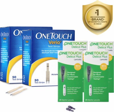 OneTouch Verio 50 * 2 With 4 * 25 Delica Plus Lancets 100 Glucometer Strips