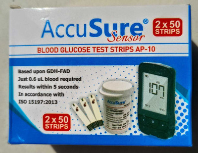 AccuSure Sensor AP-10 100 Glucometer Strips