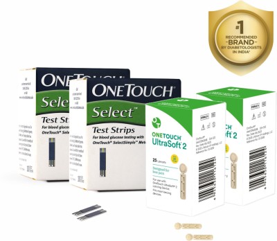 OneTouch Select 2 * 50s Pack + 2 * 25's Lancets 100 Glucometer Strips