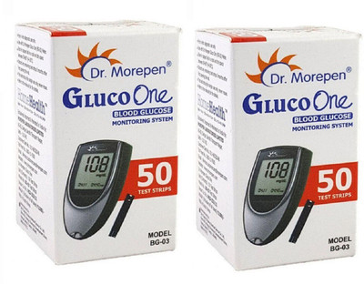 Dr. Morepen BG-03 50 STRIP PACK OF 2 100 Glucometer Strips