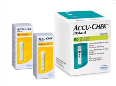 Tcare ACCU CHEK INSTANT WITH SOFTCLIX 50 Glucometer Strips
