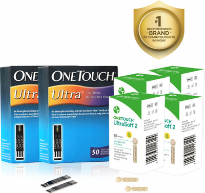 OneTouch Ultra Test Strips 50s Pack + 4 * 25's Lancets 100 Glucometer Strips