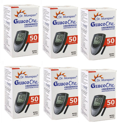 Dr. Morepen BG-03 Blood Glucose Test Strips 50s Pack (Pack of 6) 300 Glucometer Strips
