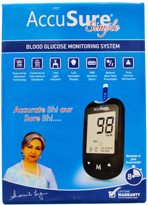 AccuSure SIMPLE METER WITH 25 STRIPS Glucometer(Black)