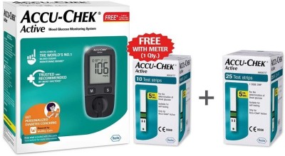 ACCU-CHEK Active Meter with ActiveTest Strips Glucometer(Black)