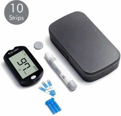 Dr. Odin Digital Glucose Blood Sugar Testing Monitor Kit With 10 Strips And 10 Lancets Glucometer(Black)