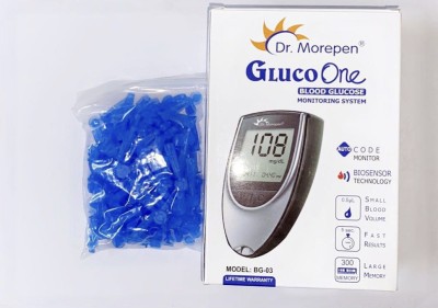 Dr. Morepen Glucometer Blood Glucose Monitor and 100 Lancets combo pack Glucometer(Lite Blue)