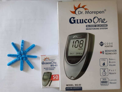 Dr. Morepen Dr. Morepen BG03 Glucometer with 50 Strips Glucometer (Black & Grey) Glucometer(Black, Grey)
