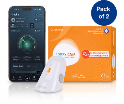 Tracky CGM Sensor For continuous glucose monitoring Pack of 2 Glucometer(White)