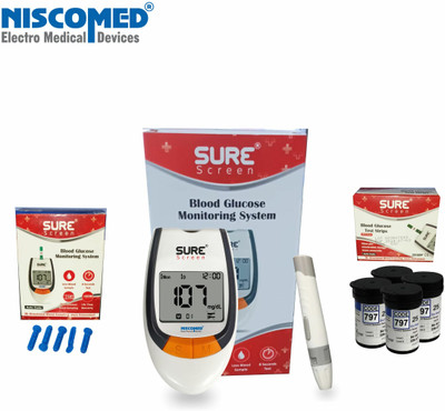 NISCOMED Blood Glucose Machine With 100 Glucometer(White)
