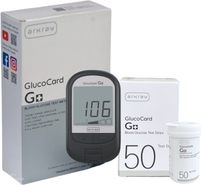 Arkray Glucocard G+ Diabetes Monitoring Kit with 50 Strips | Lifetime Warranty Glucometer(Black, Grey)