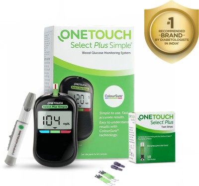 OneTouch Select Plus Simple Glucometer (FREE 10 strips + lancing device + 10 lancets) Glucometer(Black)