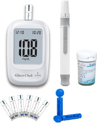 ASPEN Gluco Chek 5 Seconds Blood Glucose Sugar Testing Monitor Machine with 25 Strips Glucometer(White)