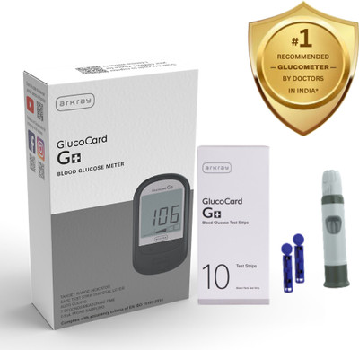 Arkray GlucoCard G+ Glucometer – 10 Test Strips, Auto Coding, Safe Strip Eject Button Glucometer(Grey)
