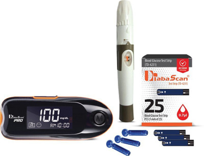 DIABASCAN Glucometer with 25 Strips Glucometer(Black and Orange)