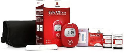 Sinocare SAFE AQ GLUCOMETER WITH 10 STRIPS Glucometer(Red)