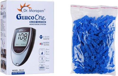 Dr. Morepen PREMIUM QUALITY BG03 GLUCOMETER ONLY WITH PACK OF 100 STERILE LANCET PINS Glucometer(Grey, Blue)