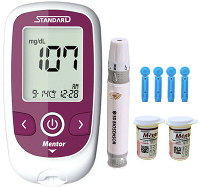 STANDARD Mentor Digital Blood Glucose Meter with 50 Strips, Round Lancet, Lancing Device Glucometer(Magenta)