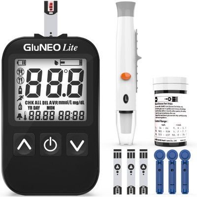 K-life Gluneolite Fully Automatic Blood Glucose Check Sugar Testing Machine 25 Strips Glucometer(Black)