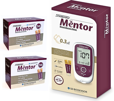 STANDARD Mentor Blood Glucose Monitor With 100 Strips Glucometer(Magenta)