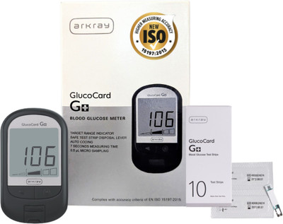 Arkray GlucoCard G+ Diabetes Kit – Lifetime Warranty, 10 Strips, 25 Lancets, Auto Code Glucometer(Grey)