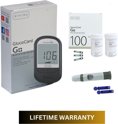 Arkray G+ Blood Glucose Monitor Meter with 100 Test Strips - FREE Lifetime Warranty Glucometer(Grey)