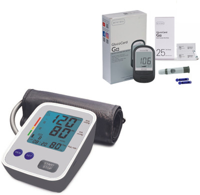 Arkray +Blood Glucose Monitor G+ & 25 Strips + Blood Pressure Monitor+ Glucometer(Grey)