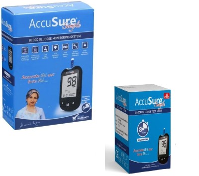 AccuSure Simple Blood sugar Glucose monitoring system machine including 50 Test Strips Glucometer(Black)
