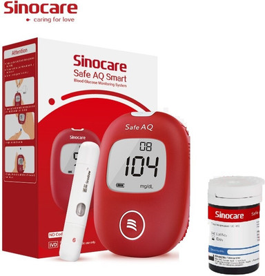 Sinocare SAFE AQ Glucometer with 25 strips Glucometer(Red)