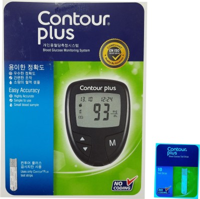 CONTOUR PLUS Glucometer with free 10 strips ( STRIPS MADE IN JAPAN ) EN ISO 15197:2015 COMPLIANT Glucometer(Black)