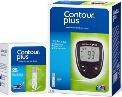 CONTOUR PLUS Blood Glucose Monitoring System 25 Strips Glucometer(Black)