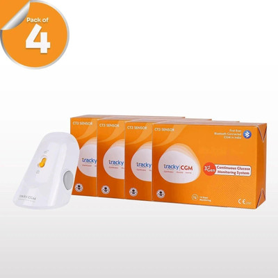 Tracky CGM Sensor For continuous glucose monitoring Pack of 4 Glucometer(White)
