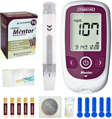STANDARD Digital Blood Glucose Meter for self Diabetes testing monitor machine with complete Device Kit - Glucometer(Maroon)
