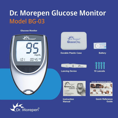 BLISS LIFE Dr. Morepen Glucometer Bg-03 With 50 Strips And 100 Round Lancets Glucometer(Multicolor)
