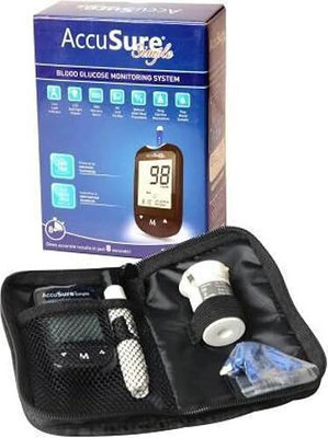 AccuSure Simple Glucometer with 25 Strips, Glucometer(Black)