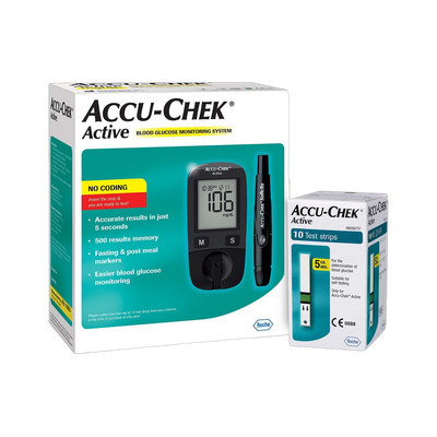 ACCU-CHEK Active Glucose Monitor with 10 Strips Glucometer(Black)