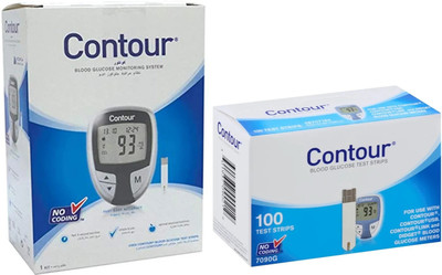 CONTOUR PLUS blue meter with 100 strips Glucometer(White, Blue)