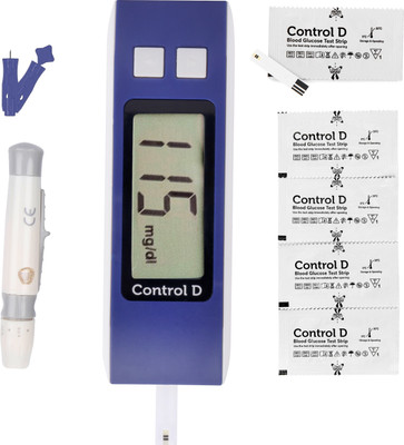 Control D Blue Meter Kit with 25 Single Foil Strips Glucometer(Blue)
