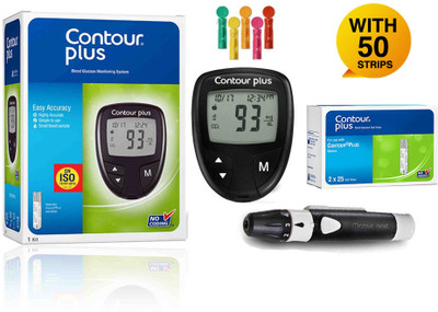 CONTOUR PLUS with 50 strips Glucometer(Black)