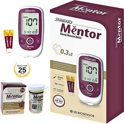 STANDARD Mentor Blood Glucose Monitoring Machine, Diabetes Testing Meter with Complete Kit - Glucometer(Magenta)