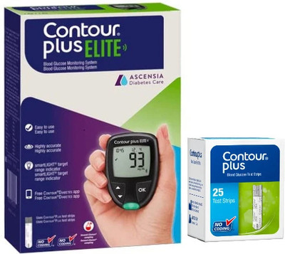 CONTOUR PLUS Elite + (25 Strips) Glucometer(Black)