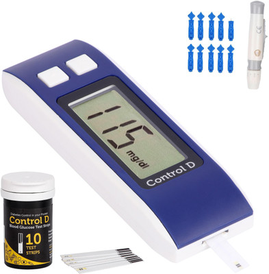Control D Glucose check machine with 10 strips Glucometer(Blue, White)