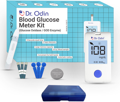 Dr. Odin Digital Glucose Blood Sugar Testing Monitor Machine with 25 Strips And 25 Lencets Glucometer(White)