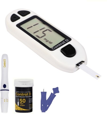 Control D White 50 Strips & Glucometer(White)